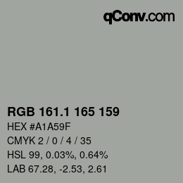 カラーコード: RGB 161.1 165 159 | qconv.com
