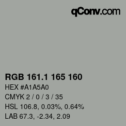 Color code: RGB 161.1 165 160 | qconv.com