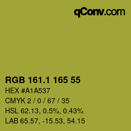 カラーコード: RGB 161.1 165 55 | qconv.com