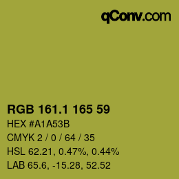 カラーコード: RGB 161.1 165 59 | qconv.com