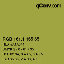 カラーコード: RGB 161.1 165 65 | qconv.com