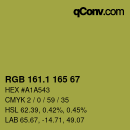 カラーコード: RGB 161.1 165 67 | qconv.com
