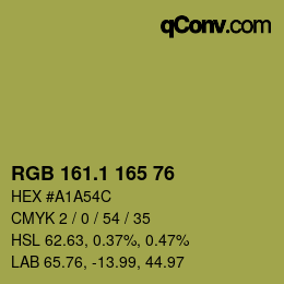 カラーコード: RGB 161.1 165 76 | qconv.com