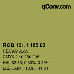 カラーコード: RGB 161.1 165 83 | qconv.com