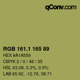 カラーコード: RGB 161.1 165 89 | qconv.com