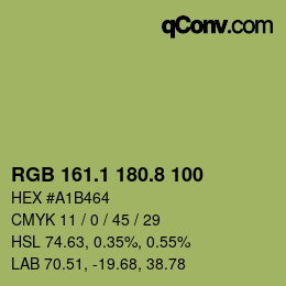 カラーコード: RGB 161.1 180.8 100 | qconv.com