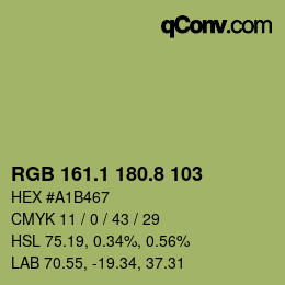 Color code: RGB 161.1 180.8 103 | qconv.com