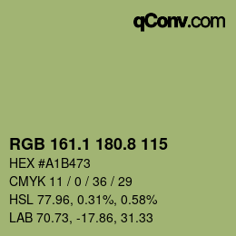 カラーコード: RGB 161.1 180.8 115 | qconv.com
