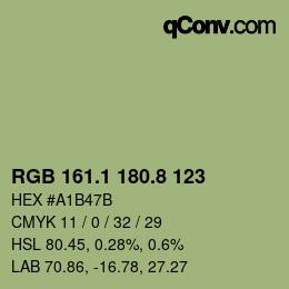 Color code: RGB 161.1 180.8 123 | qconv.com