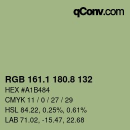 Color code: RGB 161.1 180.8 132 | qconv.com