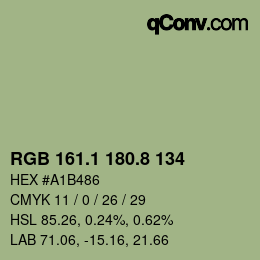 カラーコード: RGB 161.1 180.8 134 | qconv.com