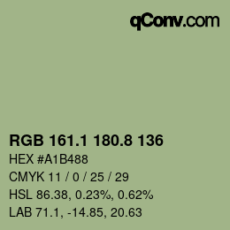 カラーコード: RGB 161.1 180.8 136 | qconv.com