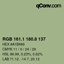 Color code: RGB 161.1 180.8 137 | qconv.com