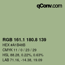 Color code: RGB 161.1 180.8 139 | qconv.com