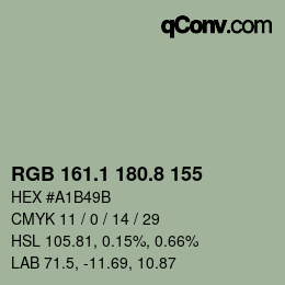 カラーコード: RGB 161.1 180.8 155 | qconv.com