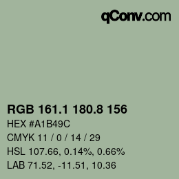 カラーコード: RGB 161.1 180.8 156 | qconv.com
