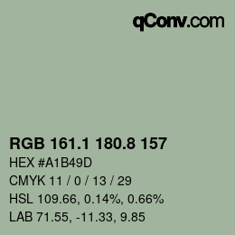 カラーコード: RGB 161.1 180.8 157 | qconv.com