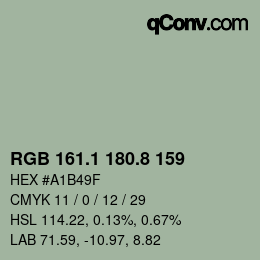 Color code: RGB 161.1 180.8 159 | qconv.com