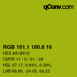 カラーコード: RGB 161.1 180.8 16 | qconv.com
