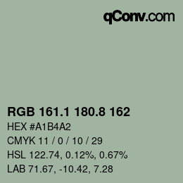 カラーコード: RGB 161.1 180.8 162 | qconv.com
