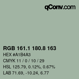 Color code: RGB 161.1 180.8 163 | qconv.com