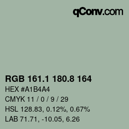 Color code: RGB 161.1 180.8 164 | qconv.com
