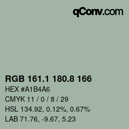 Color code: RGB 161.1 180.8 166 | qconv.com