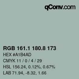 Color code: RGB 161.1 180.8 173 | qconv.com
