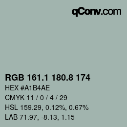 Color code: RGB 161.1 180.8 174 | qconv.com