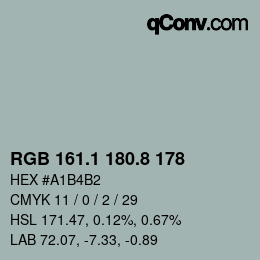 Color code: RGB 161.1 180.8 178 | qconv.com