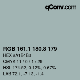 Color code: RGB 161.1 180.8 179 | qconv.com
