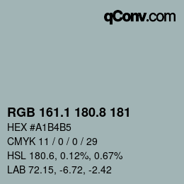 Color code: RGB 161.1 180.8 181 | qconv.com