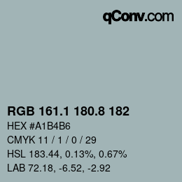 Color code: RGB 161.1 180.8 182 | qconv.com