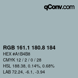 Color code: RGB 161.1 180.8 184 | qconv.com