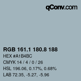 Color code: RGB 161.1 180.8 188 | qconv.com