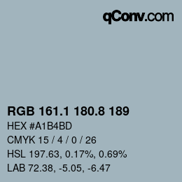 Color code: RGB 161.1 180.8 189 | qconv.com
