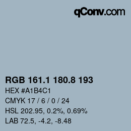 Color code: RGB 161.1 180.8 193 | qconv.com