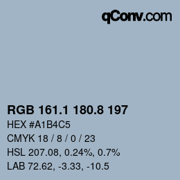Color code: RGB 161.1 180.8 197 | qconv.com