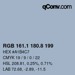 Color code: RGB 161.1 180.8 199 | qconv.com