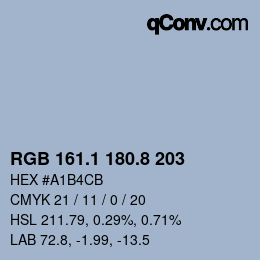 Color code: RGB 161.1 180.8 203 | qconv.com