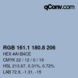 Color code: RGB 161.1 180.8 206 | qconv.com