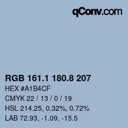 Color code: RGB 161.1 180.8 207 | qconv.com