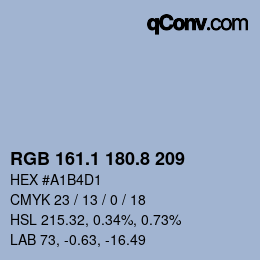 カラーコード: RGB 161.1 180.8 209 | qconv.com
