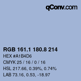 Color code: RGB 161.1 180.8 214 | qconv.com