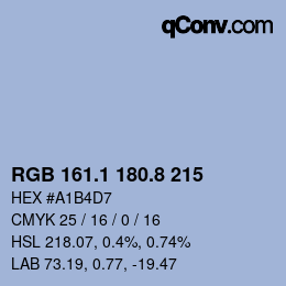 Color code: RGB 161.1 180.8 215 | qconv.com