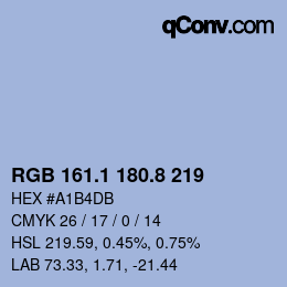 カラーコード: RGB 161.1 180.8 219 | qconv.com