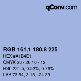 Color code: RGB 161.1 180.8 225 | qconv.com