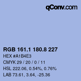 Color code: RGB 161.1 180.8 227 | qconv.com