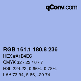 Color code: RGB 161.1 180.8 236 | qconv.com