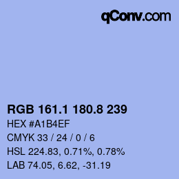 Color code: RGB 161.1 180.8 239 | qconv.com